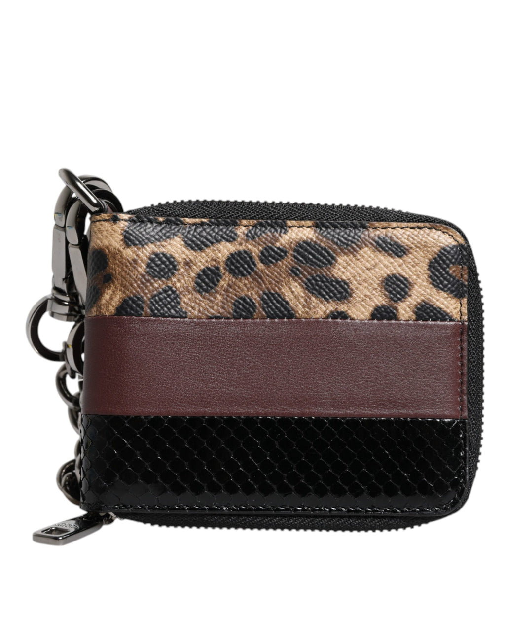 Portefeuille porte-cartes à deux volets Dolce &amp; Gabbana en cuir léopard multicolore DG