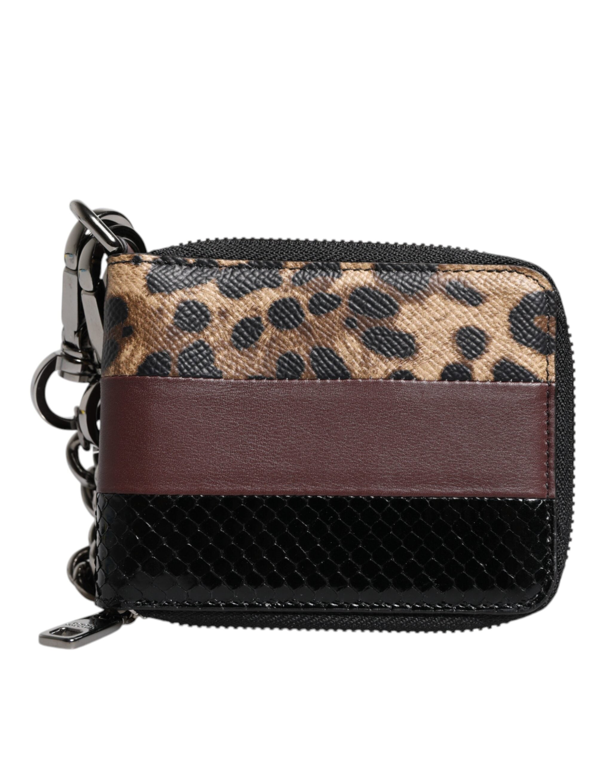 Portefeuille porte-cartes à deux volets Dolce &amp; Gabbana en cuir léopard multicolore DG