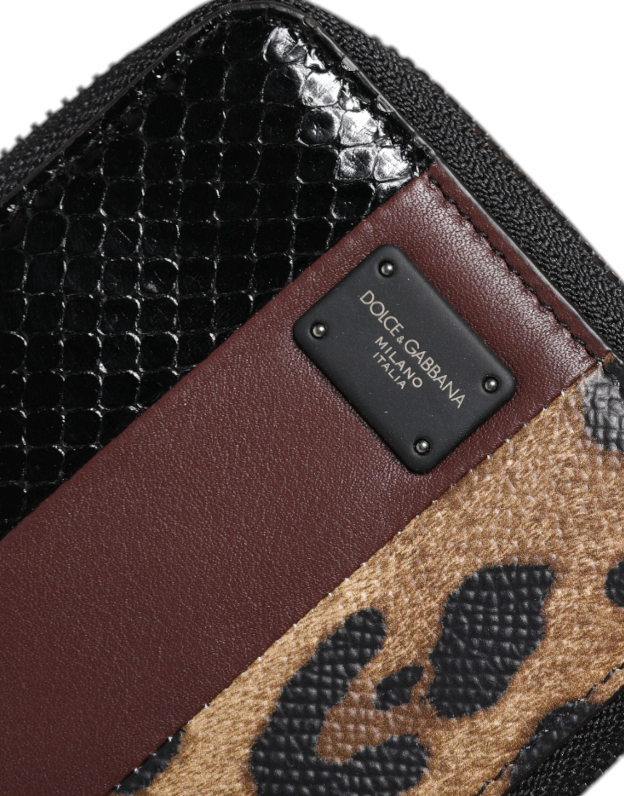 Portefeuille porte-cartes à deux volets Dolce &amp; Gabbana en cuir léopard multicolore DG