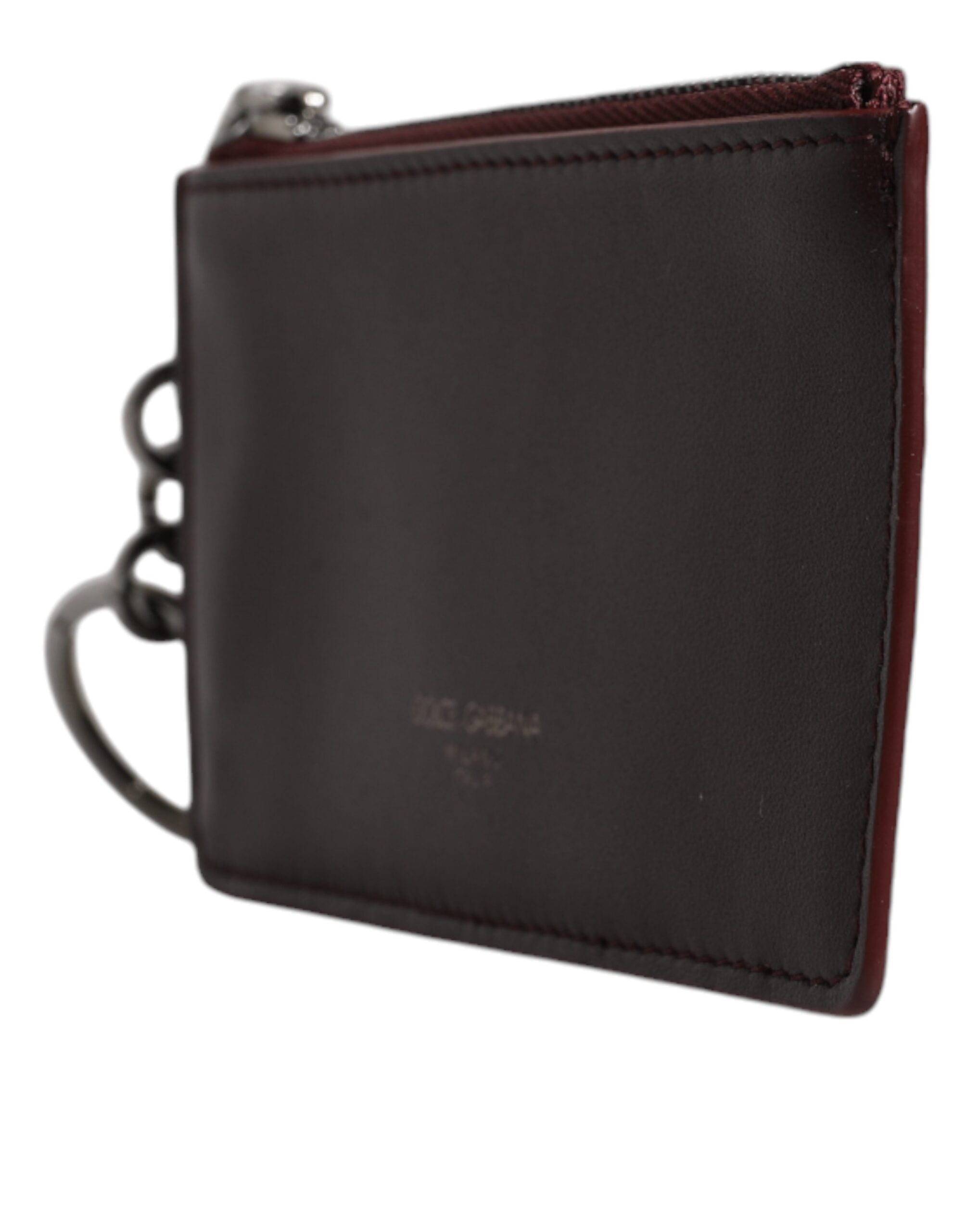 Portefeuille porte-cartes Dolce &amp; Gabbana en cuir de veau marron avec logo DG