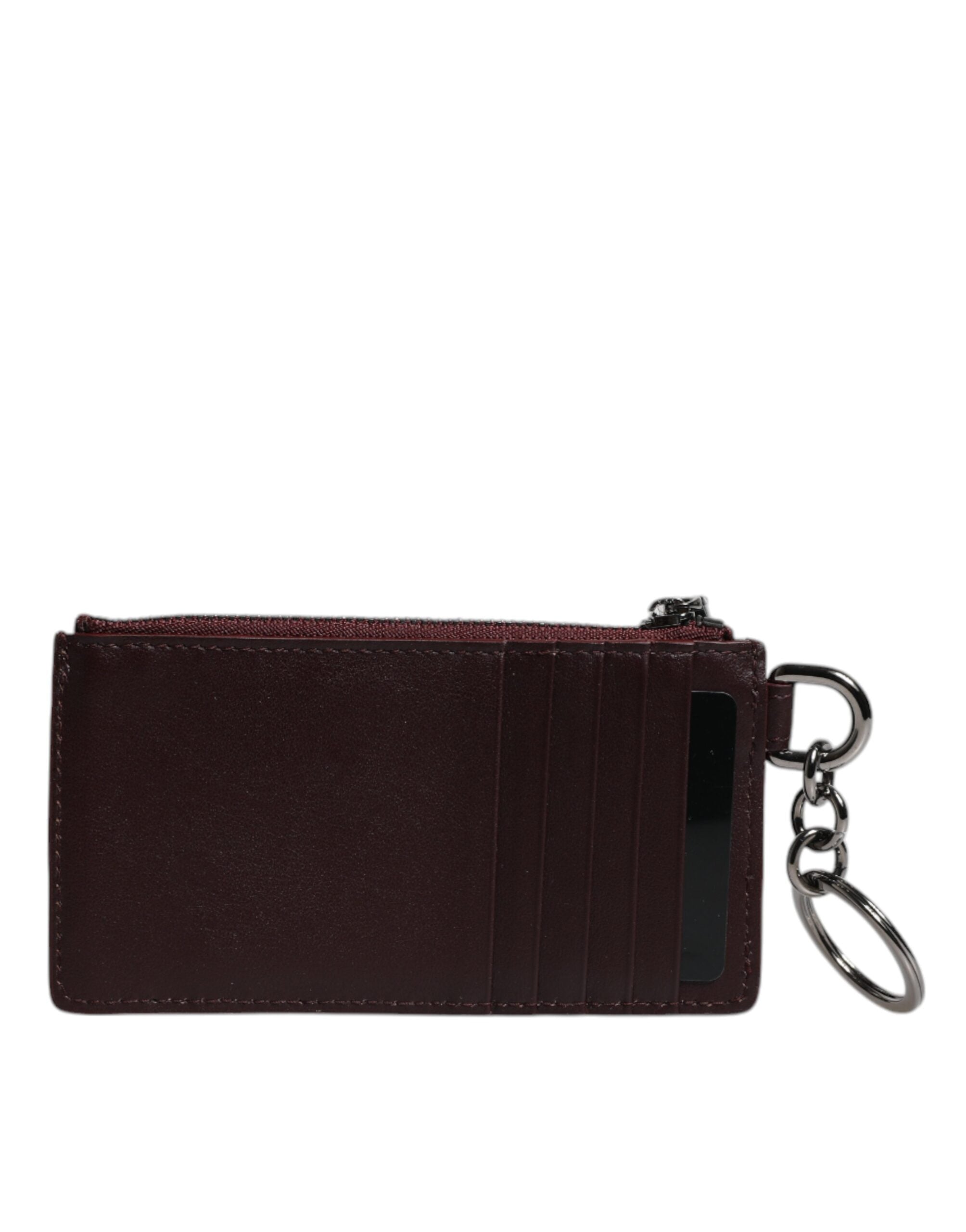 Portefeuille porte-cartes Dolce &amp; Gabbana en cuir de veau marron avec logo DG