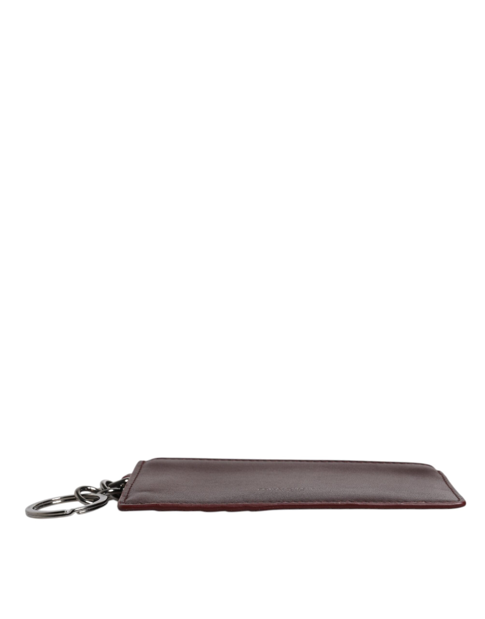 Portefeuille porte-cartes Dolce &amp; Gabbana en cuir de veau marron avec logo DG