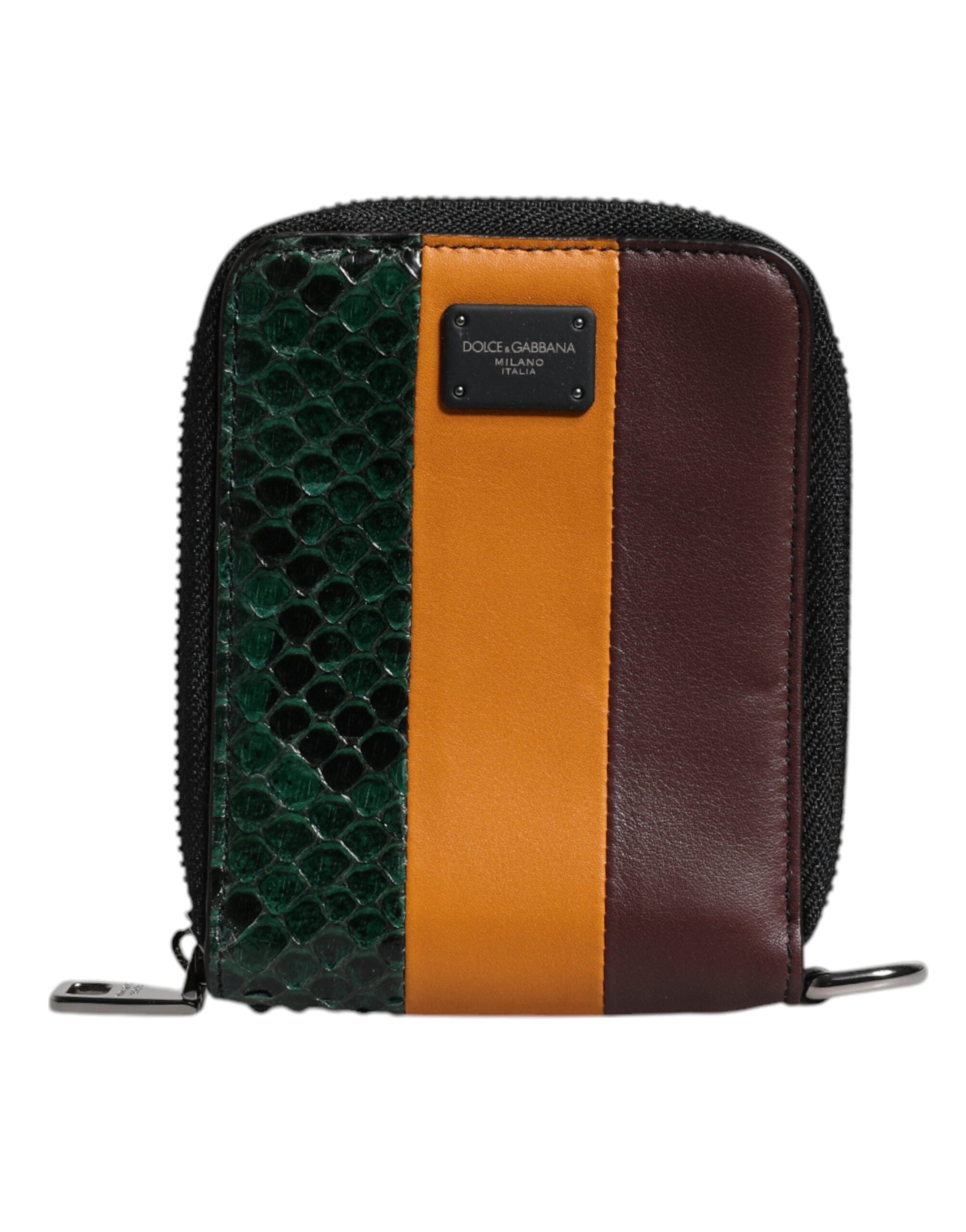 Portefeuille porte-cartes à deux volets Dolce &amp; Gabbana en cuir exotique multicolore DG