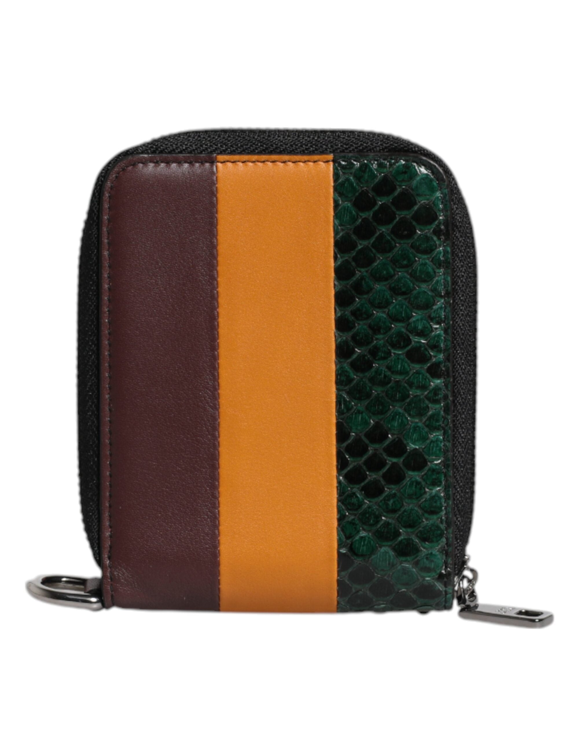 Portefeuille porte-cartes à deux volets Dolce &amp; Gabbana en cuir exotique multicolore DG