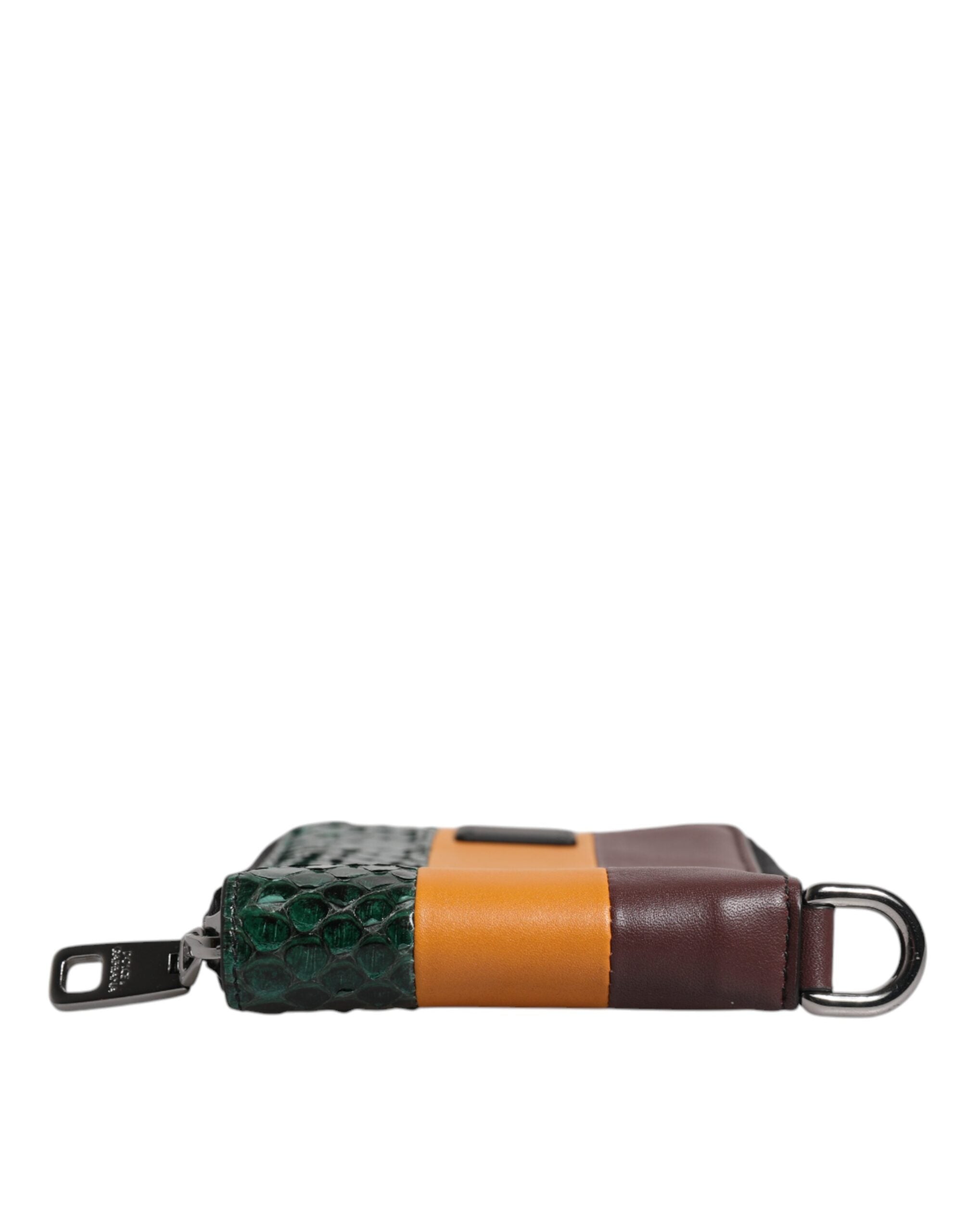 Portefeuille porte-cartes à deux volets Dolce &amp; Gabbana en cuir exotique multicolore DG