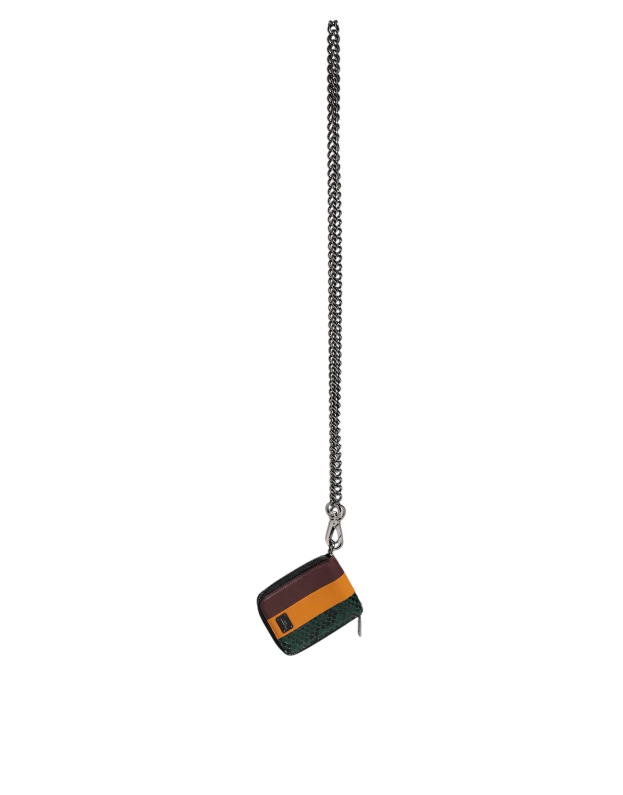 Portefeuille porte-cartes à deux volets Dolce &amp; Gabbana en cuir exotique multicolore DG