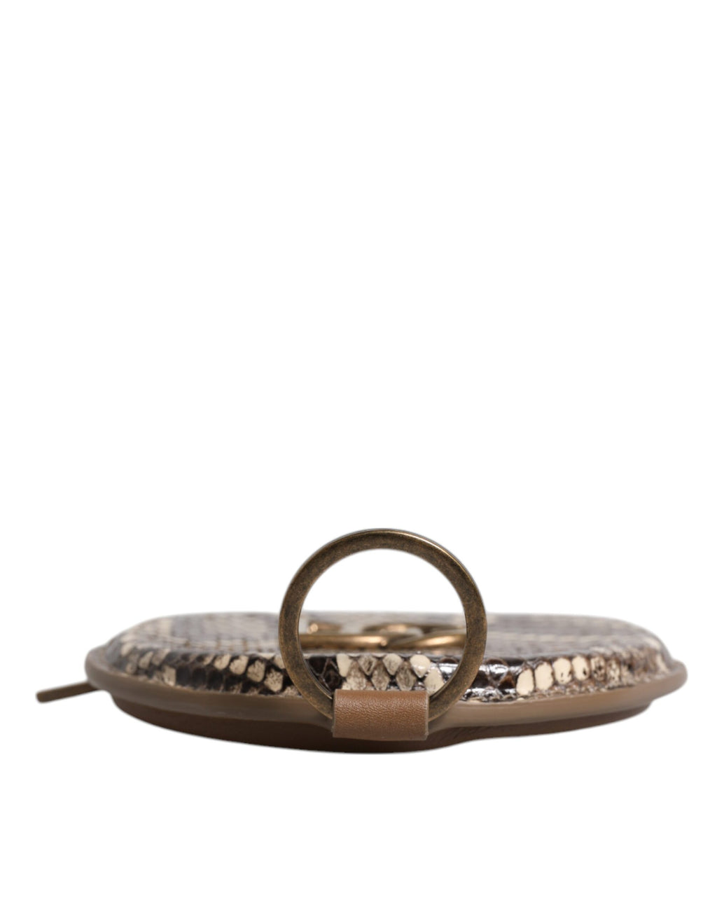 Portefeuille rond en cuir marron Dolce &amp; Gabbana avec logo DG et cordon