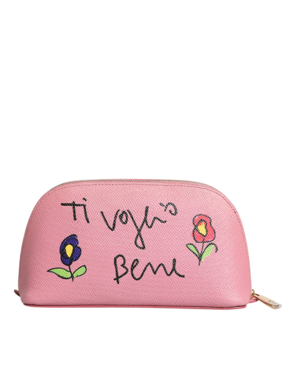 Portefeuille à fermeture éclair en cuir rose Dolce &amp; Gabbana avec logo DG