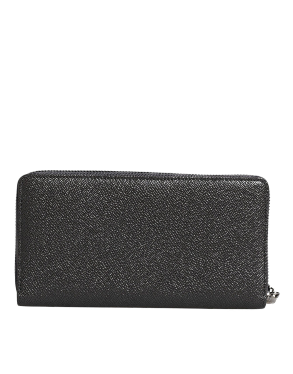 Portefeuille continental zippé Dolce &amp; Gabbana en cuir gris foncé avec logo DG