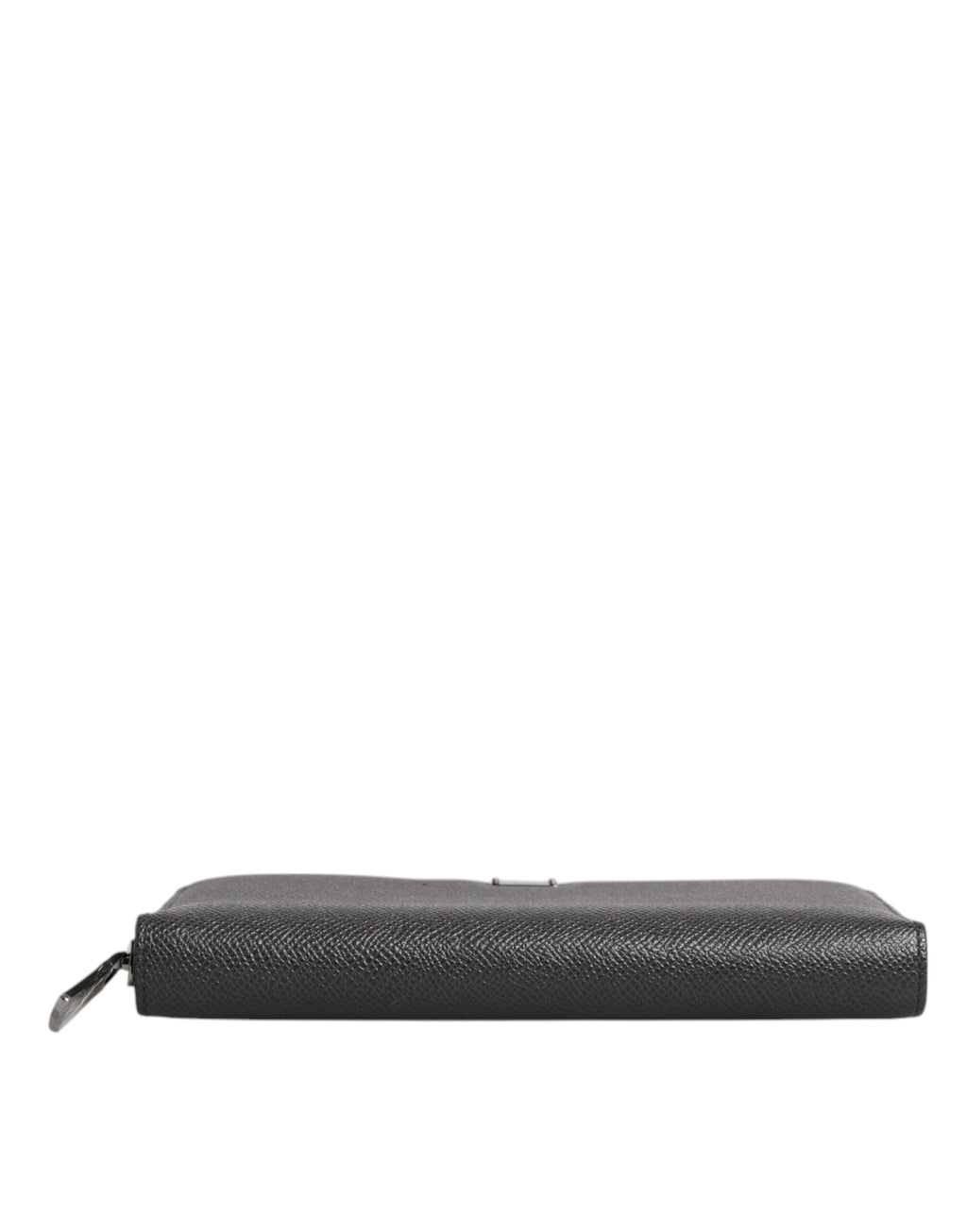 Portefeuille continental zippé Dolce &amp; Gabbana en cuir gris foncé avec logo DG