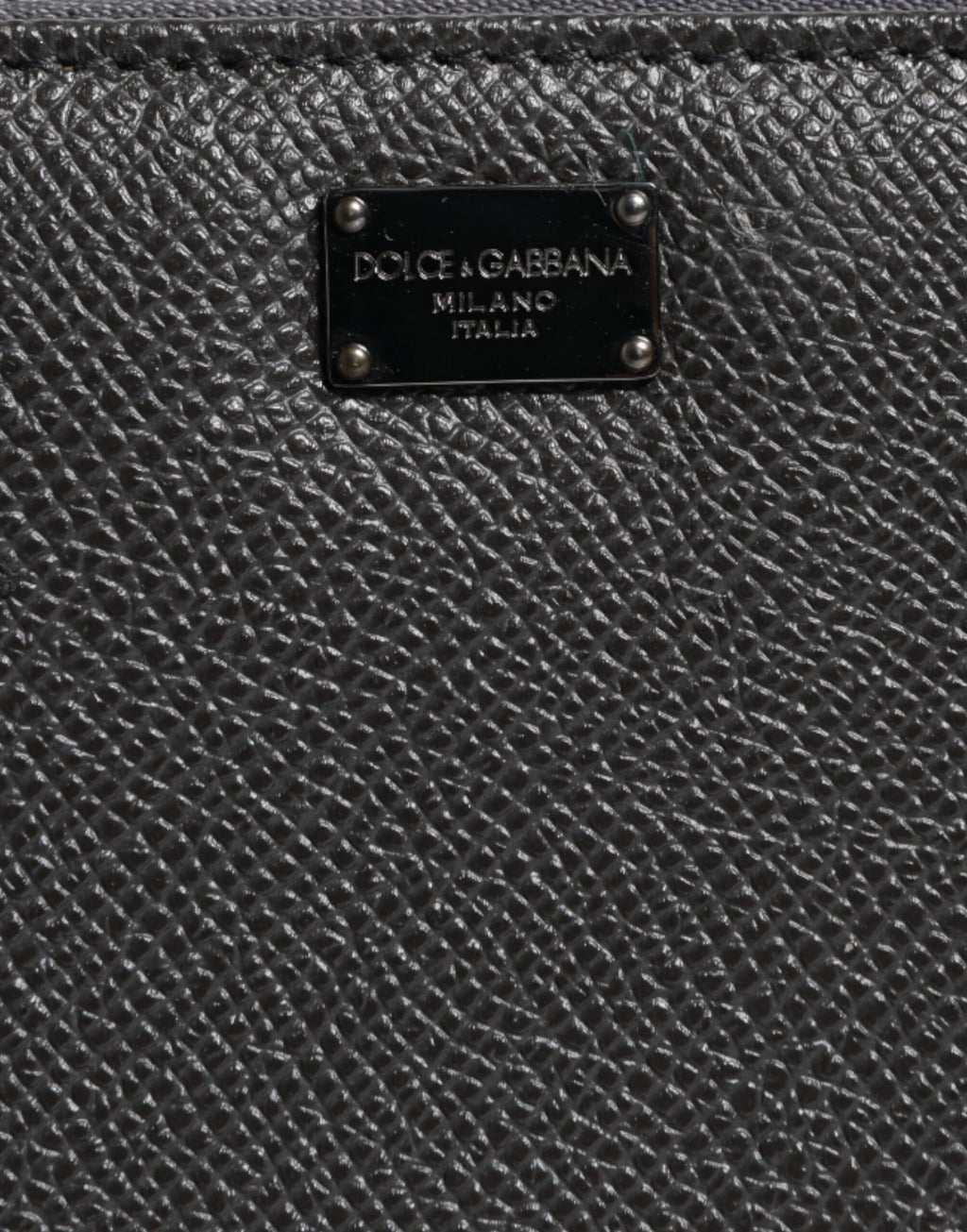 Portefeuille continental zippé Dolce &amp; Gabbana en cuir gris foncé avec logo DG