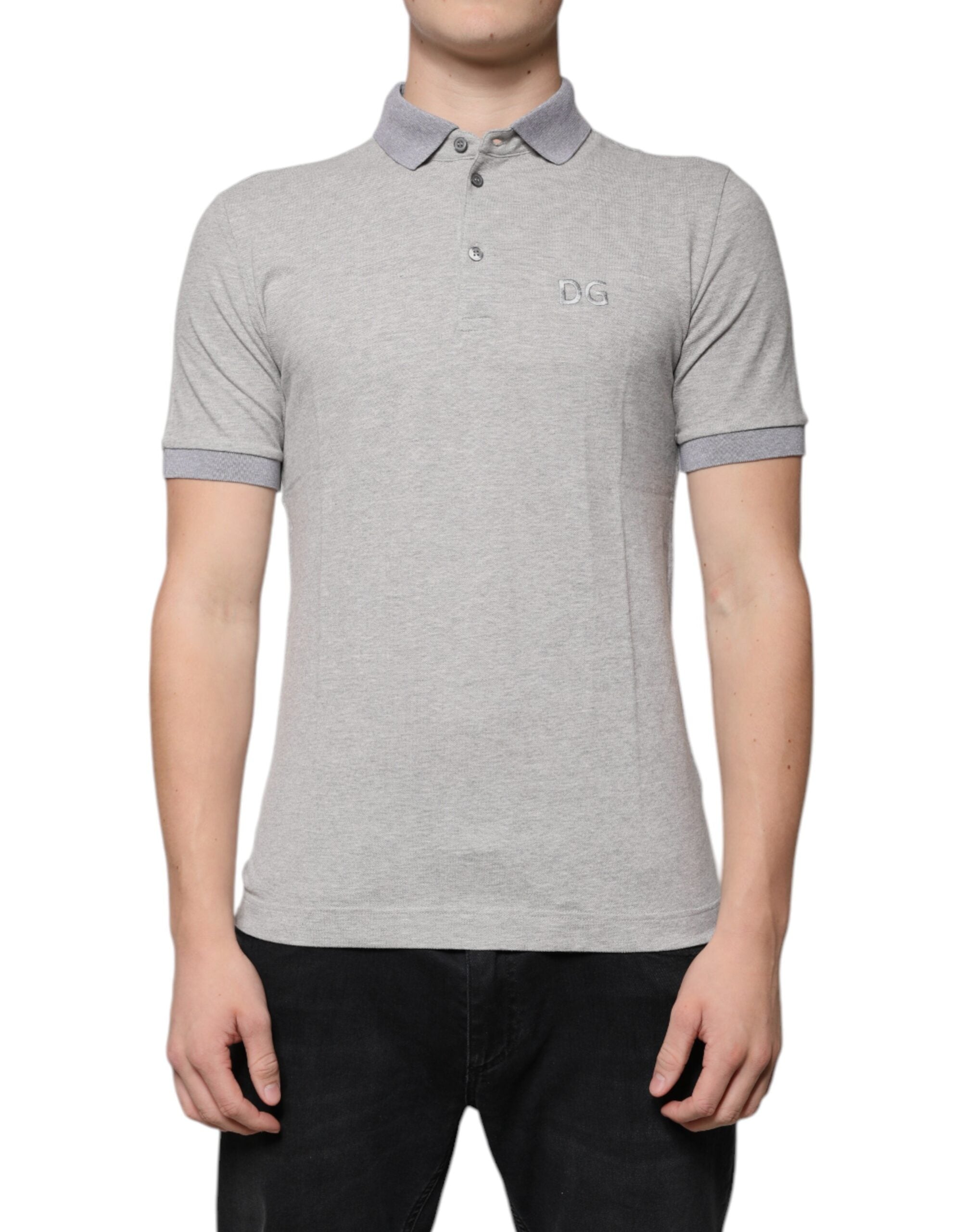 Polo gris à manches courtes et col pour homme Dolce &amp; Gabbana