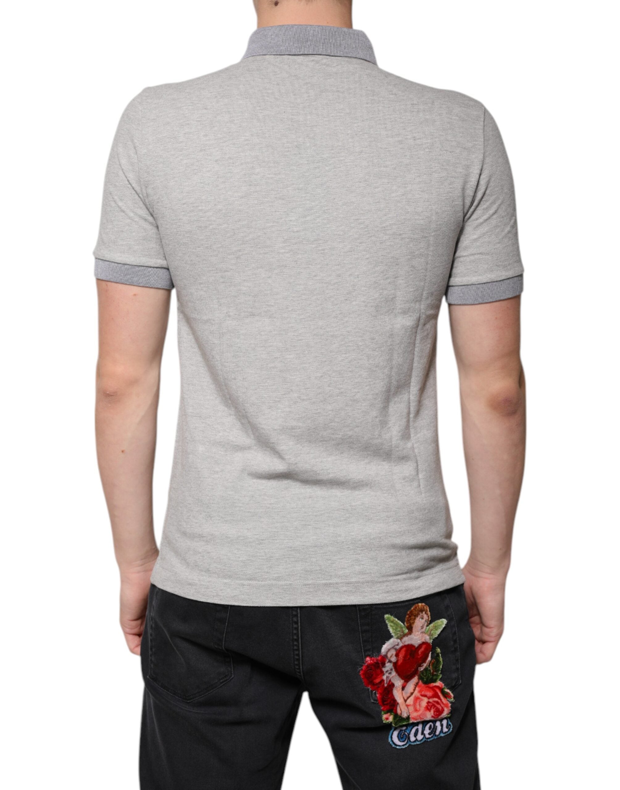 Polo gris à manches courtes et col pour homme Dolce &amp; Gabbana