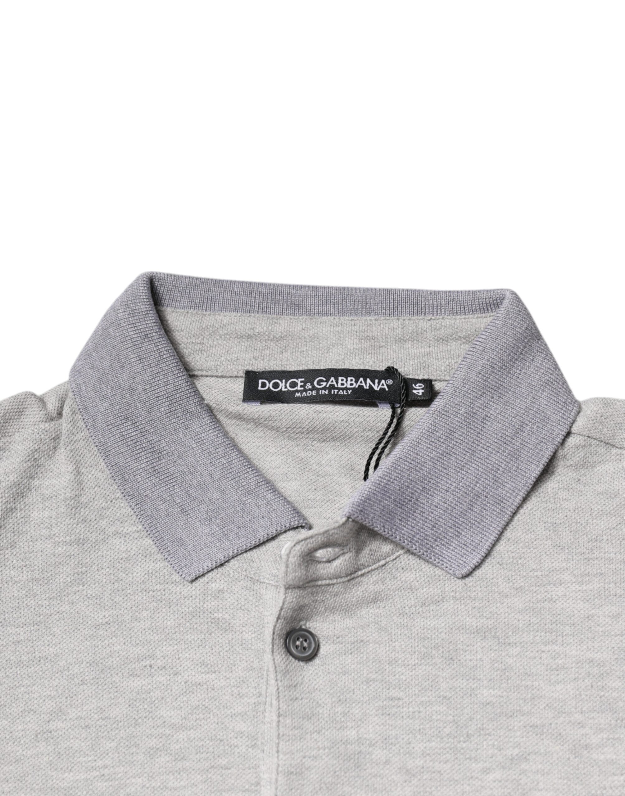 Polo gris à manches courtes et col pour homme Dolce &amp; Gabbana