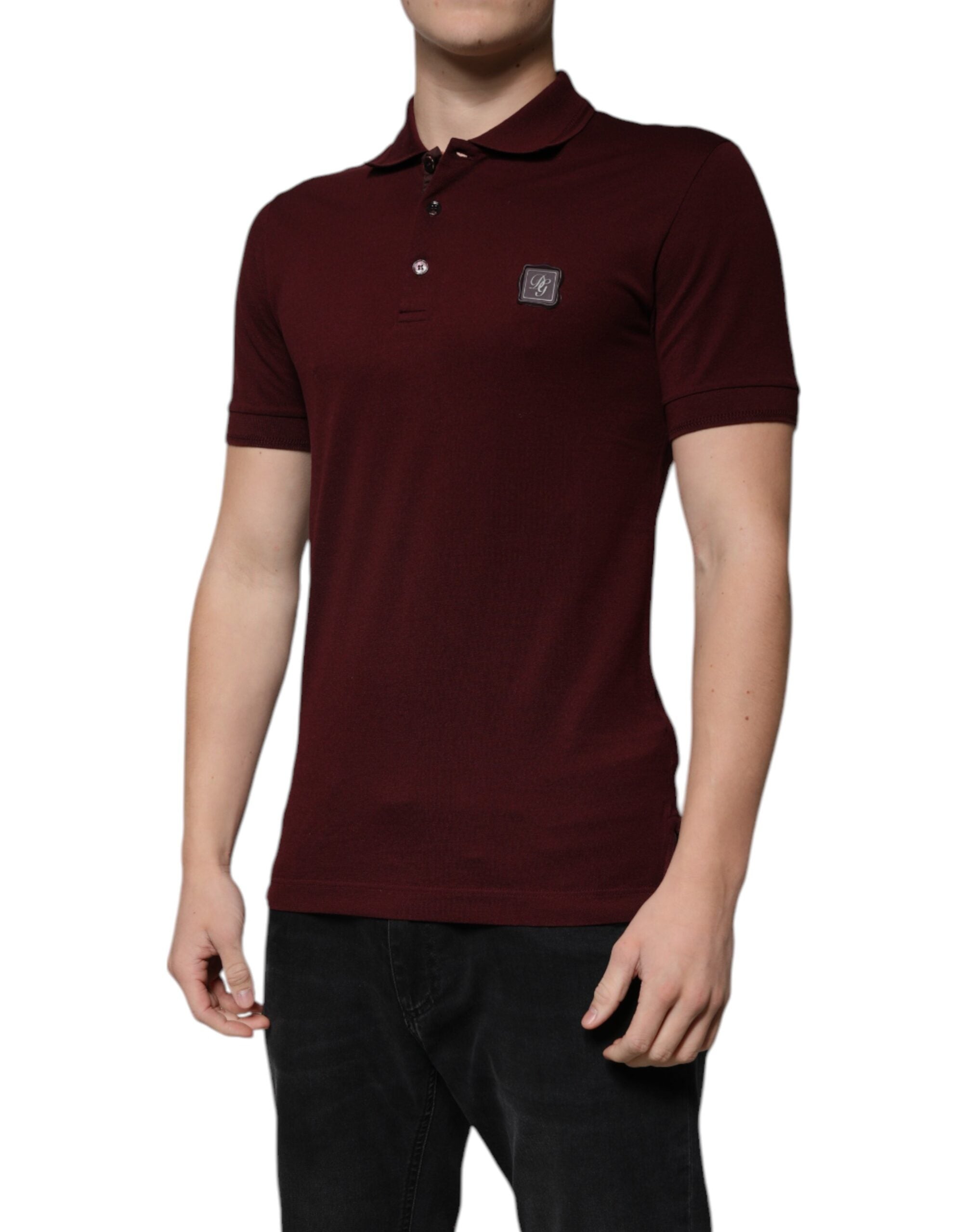 Polo à manches courtes et col bordeaux Dolce &amp; Gabbana