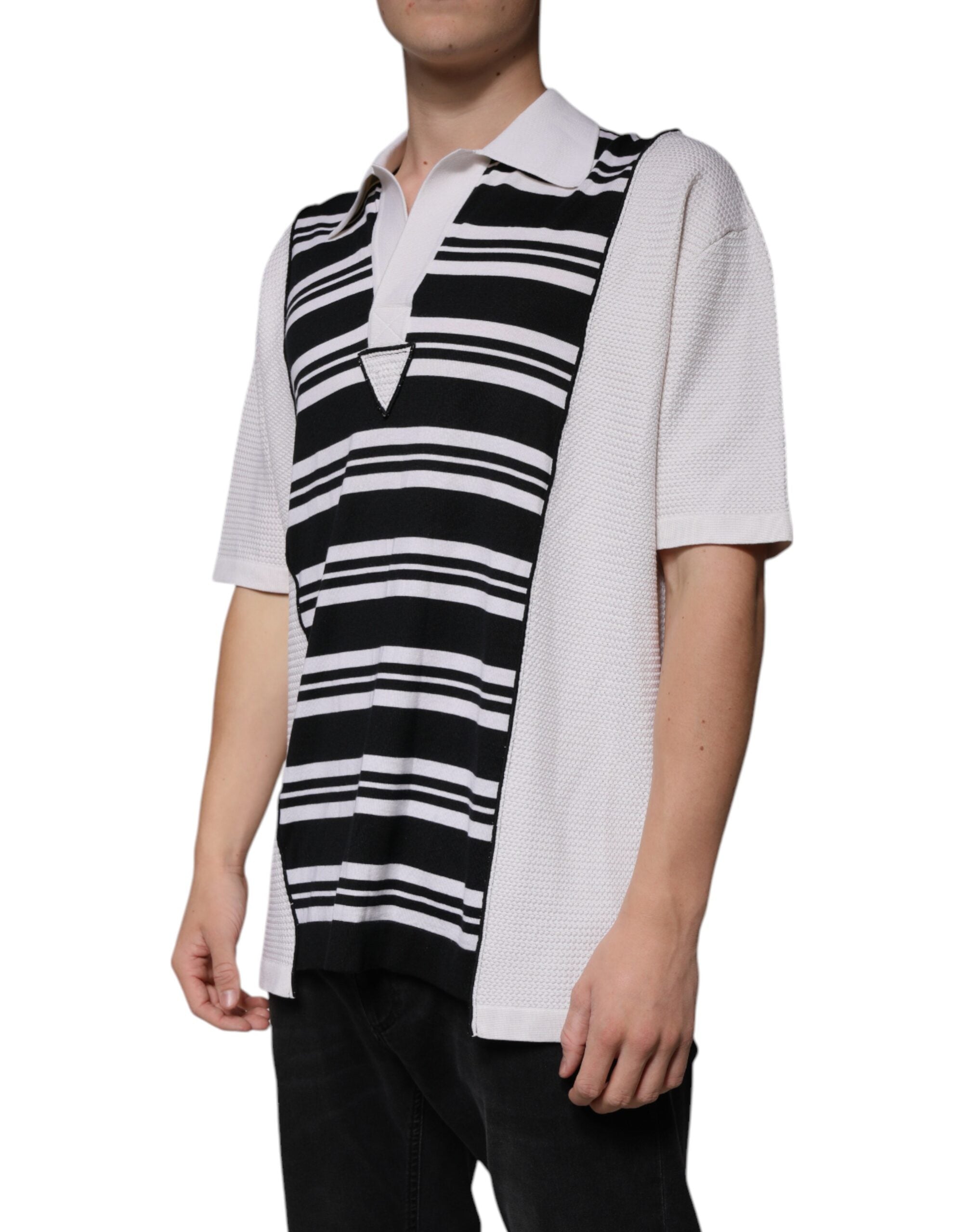 Polo à col et rayures noires et blanches Dolce &amp; Gabbana