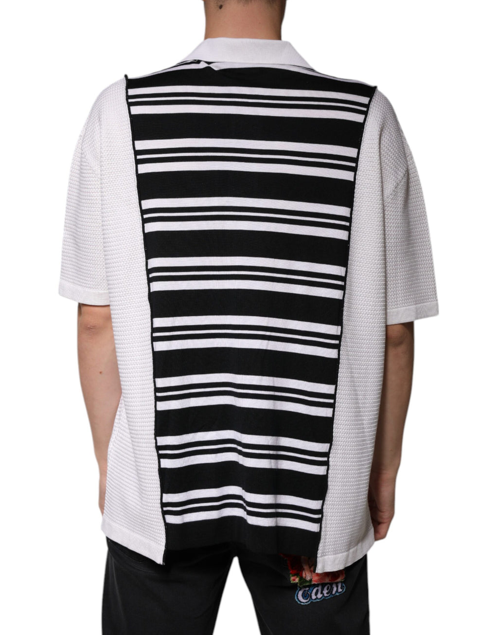 Polo à col et rayures noires et blanches Dolce &amp; Gabbana