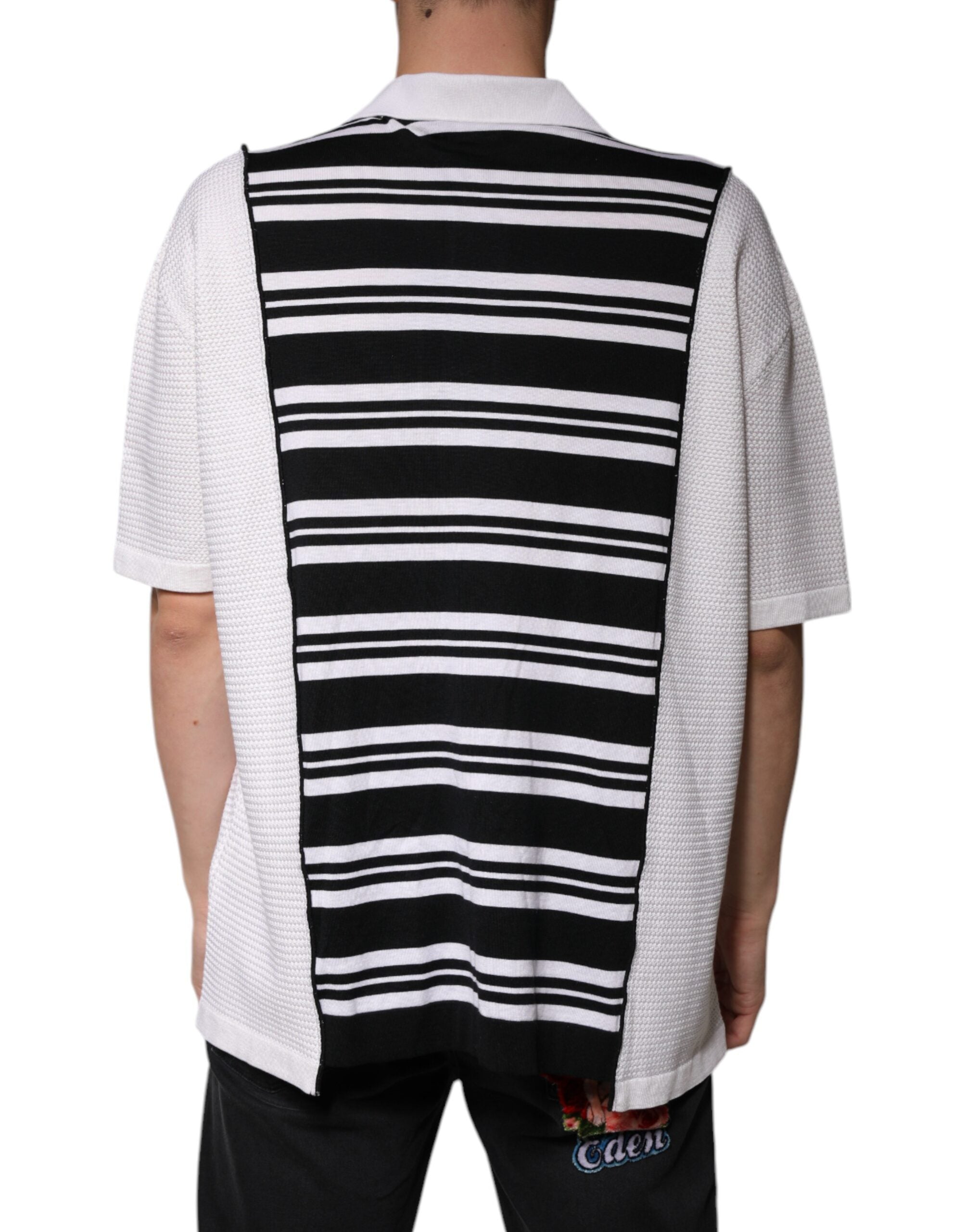 Polo à col et rayures noires et blanches Dolce &amp; Gabbana