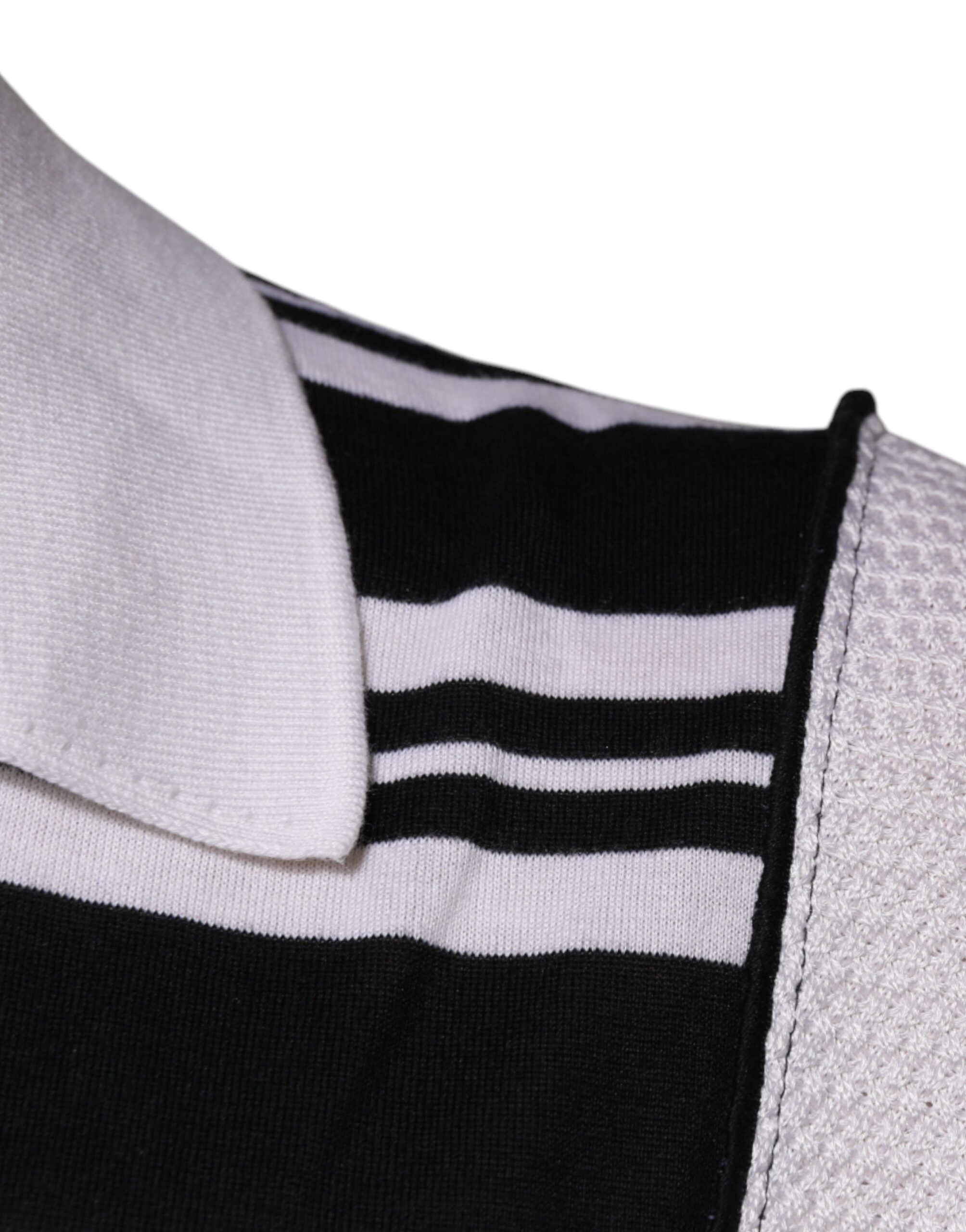 Polo à col et rayures noires et blanches Dolce &amp; Gabbana