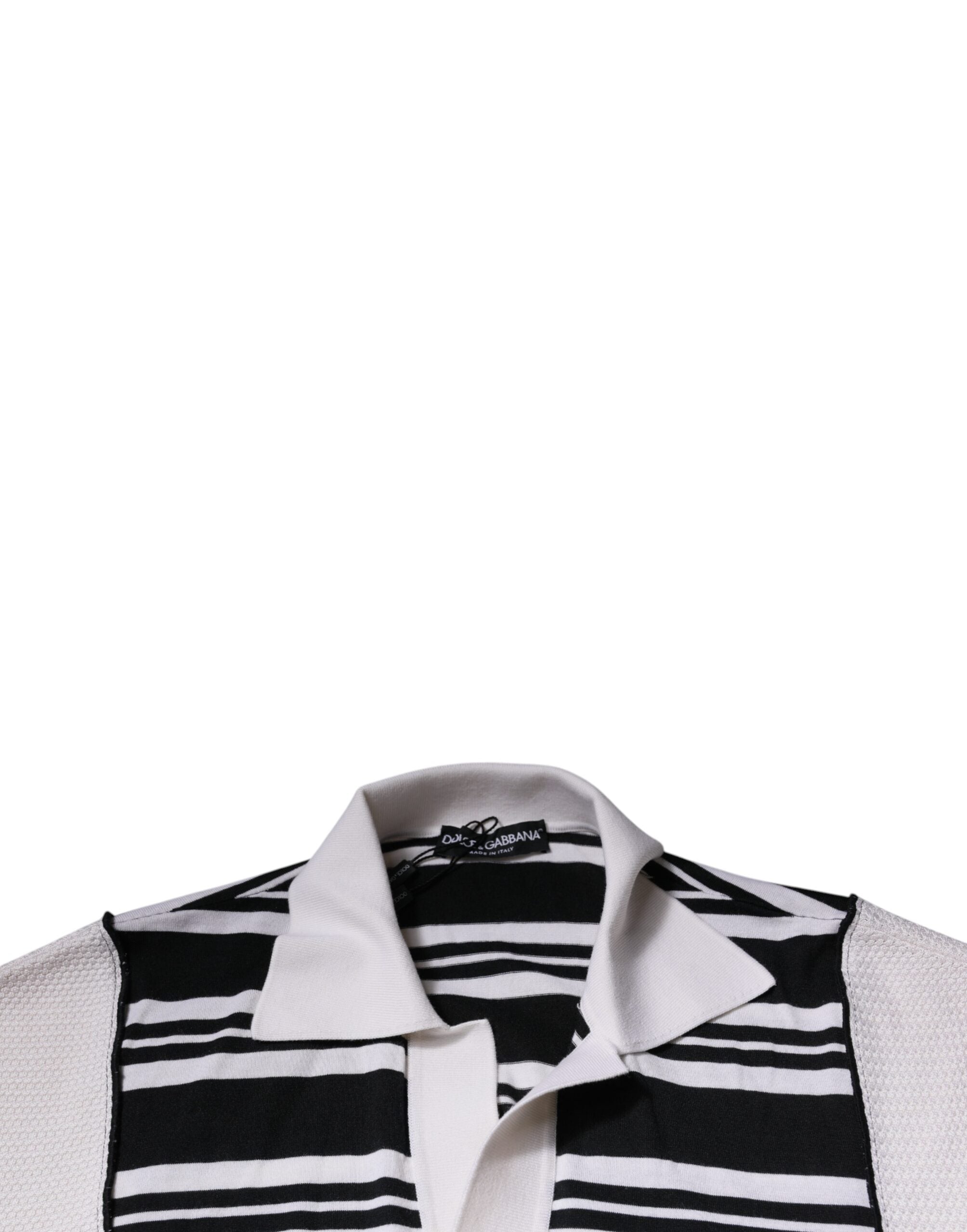 Polo à col et rayures noires et blanches Dolce &amp; Gabbana