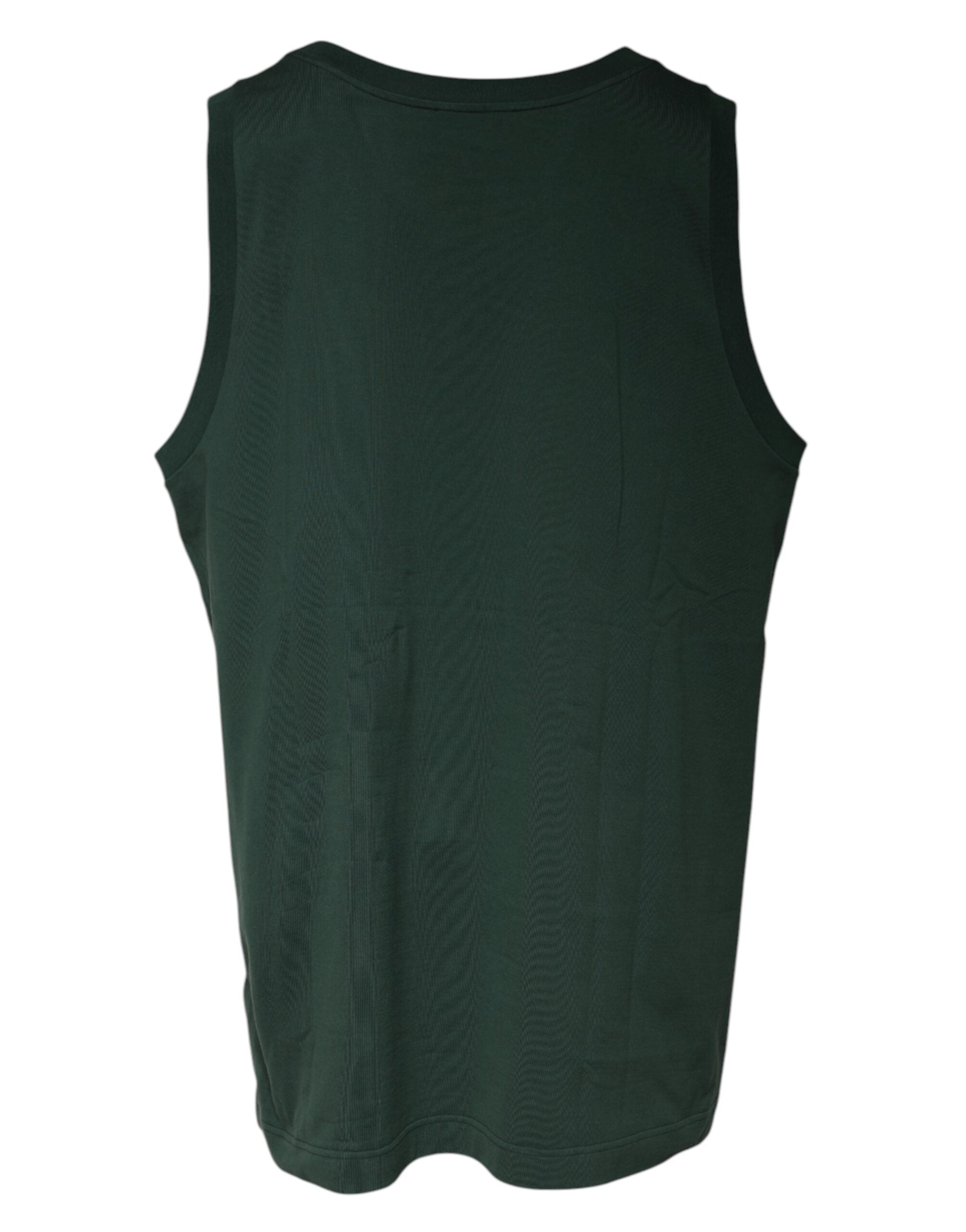 Dolce &amp; Gabbana Grünes ärmelloses Tank-T-Shirt mit Rundhalsausschnitt in DG