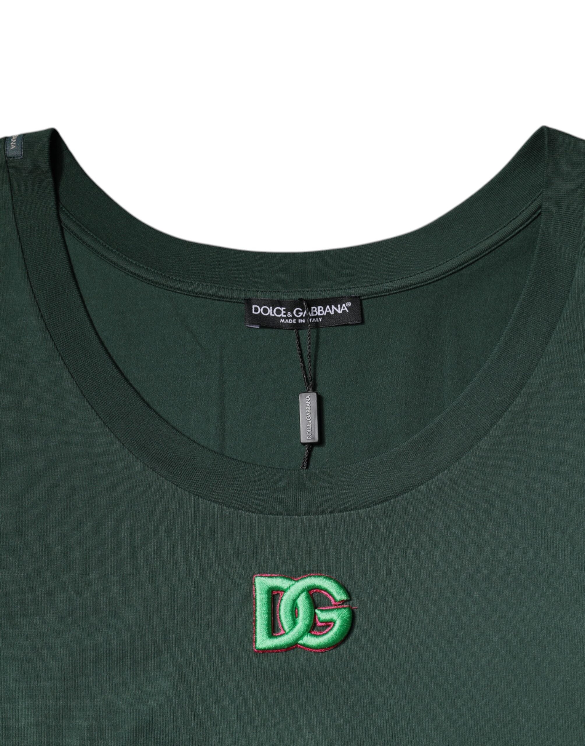 Dolce &amp; Gabbana Grünes ärmelloses Tank-T-Shirt mit Rundhalsausschnitt in DG
