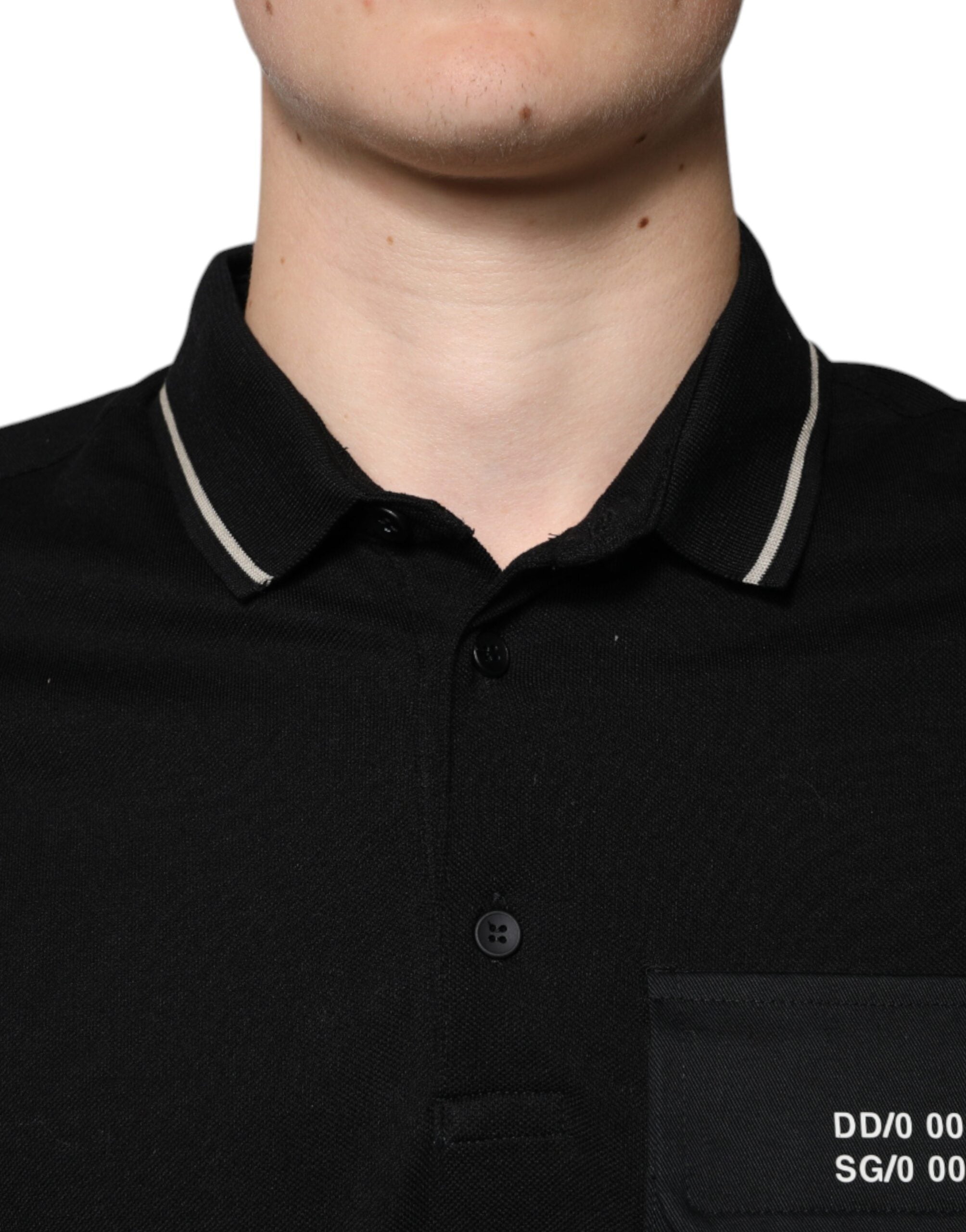 Polo Dolce &amp; Gabbana à manches courtes en coton noir et blanc