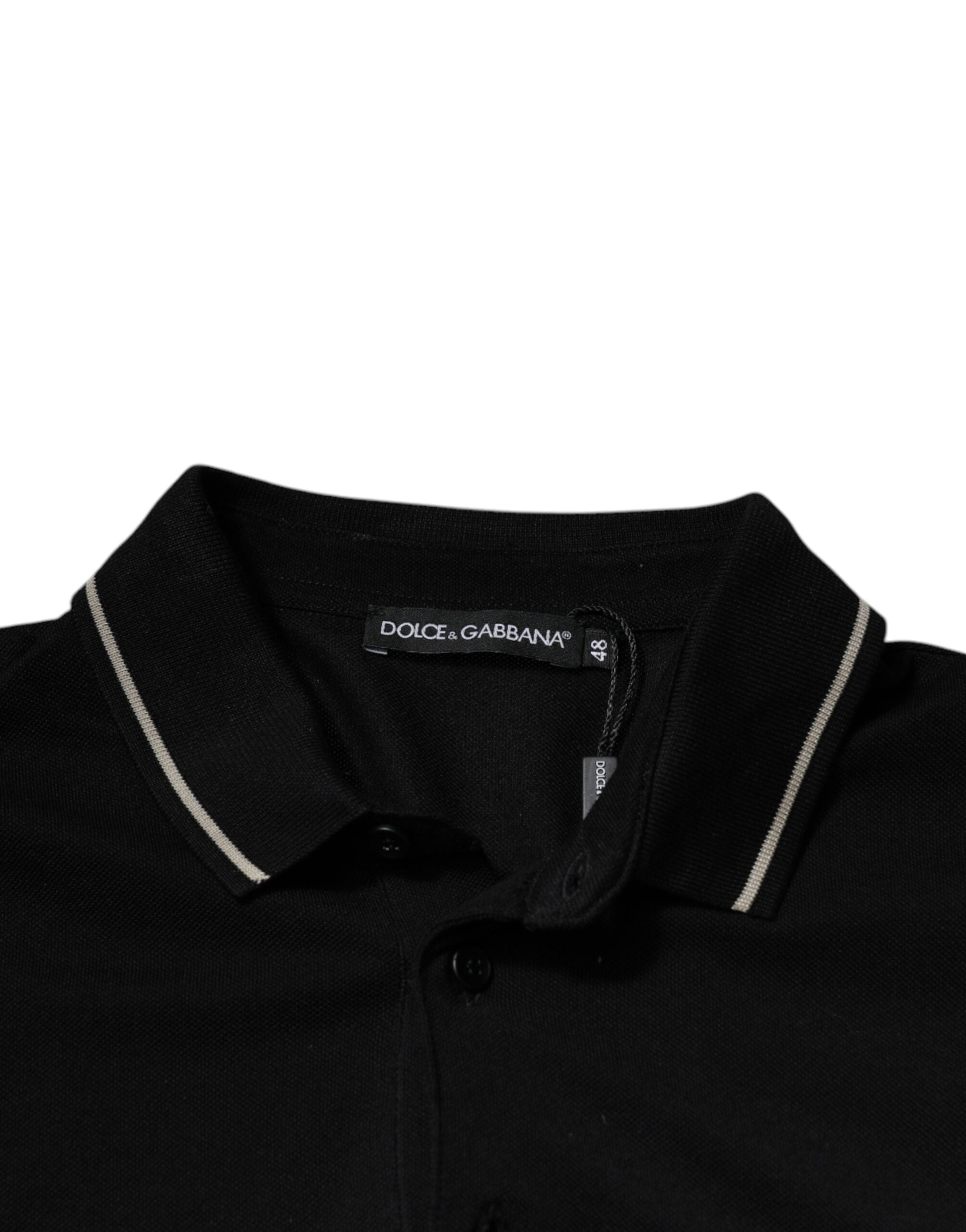 Polo Dolce &amp; Gabbana à manches courtes en coton noir et blanc