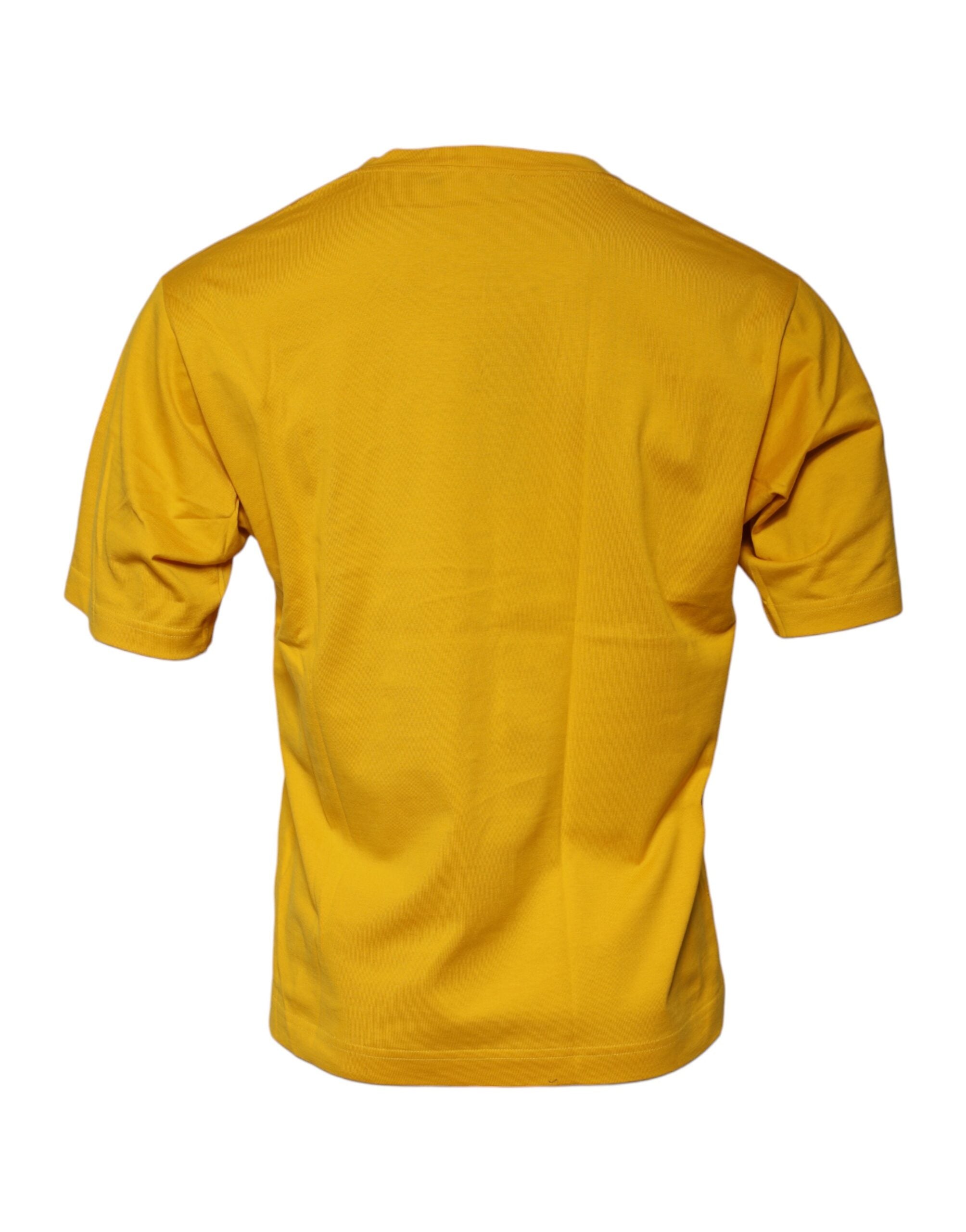 T-shirt à manches courtes et col ras du cou avec logo jaune foncé Dolce &amp; Gabbana
