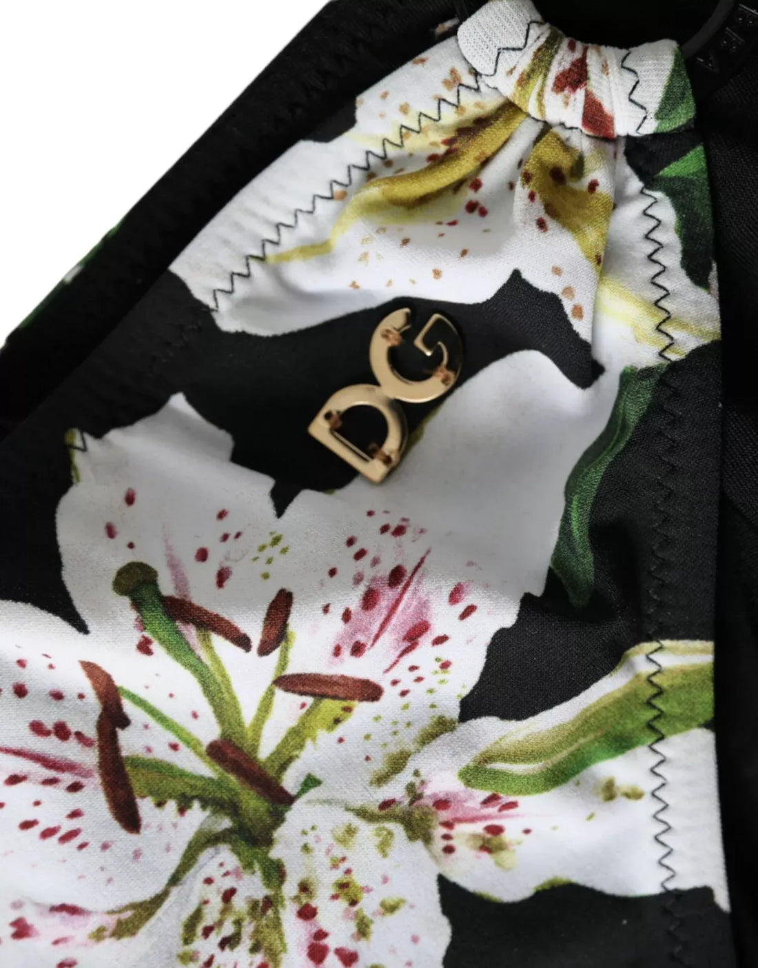 Dolce &amp; Gabbana Schwarzer Lilien-Print Bademode Bottom Beachwear Bikini