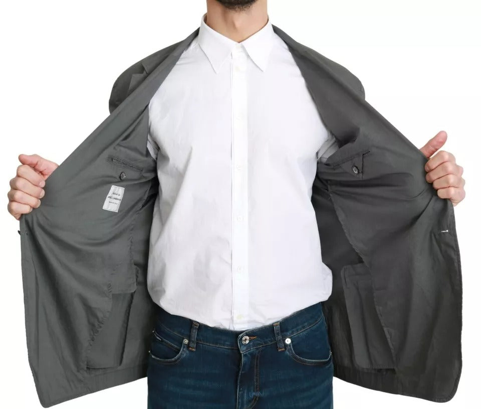 Blazer formel à simple boutonnage en coton gris Dolce &amp; Gabbana