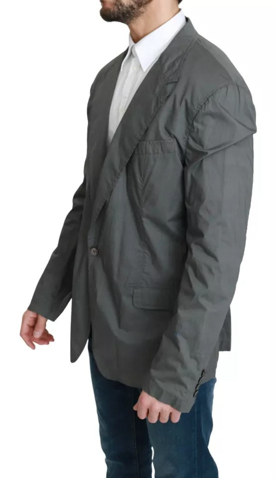 Blazer formel à simple boutonnage en coton gris Dolce &amp; Gabbana