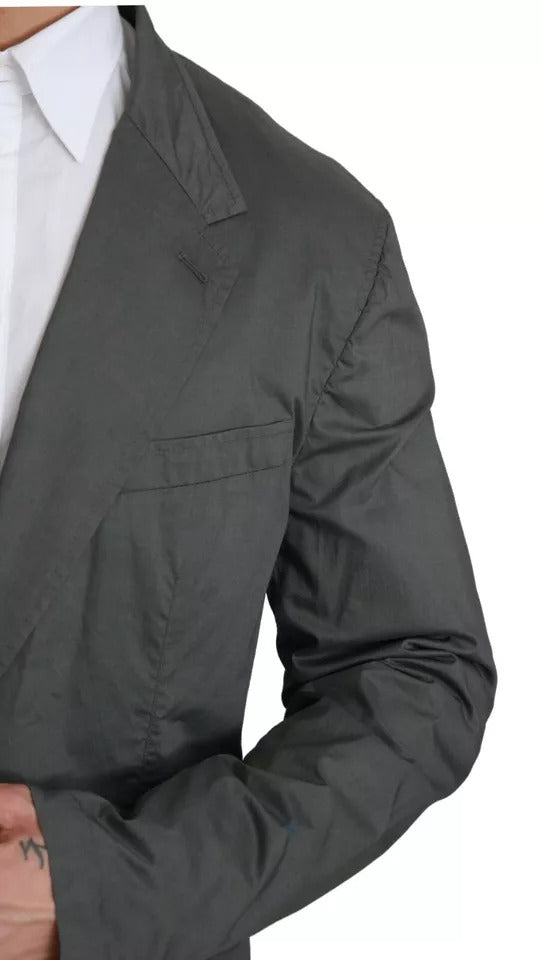 Blazer formel à simple boutonnage en coton gris Dolce &amp; Gabbana