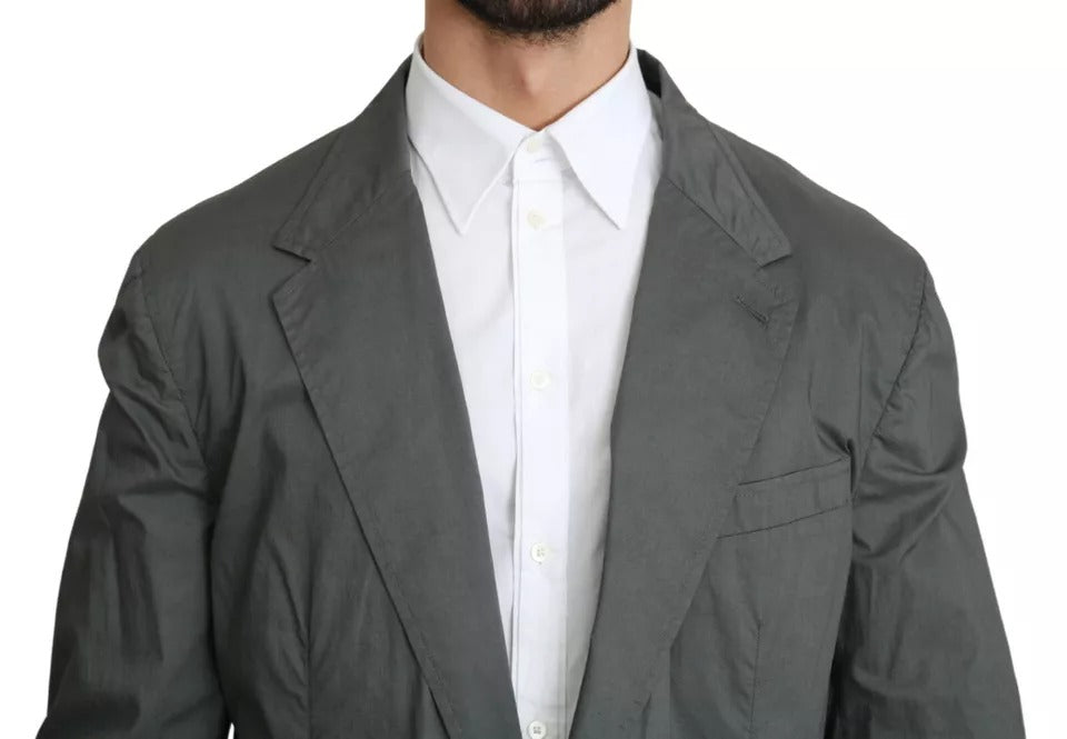 Blazer formel à simple boutonnage en coton gris Dolce &amp; Gabbana