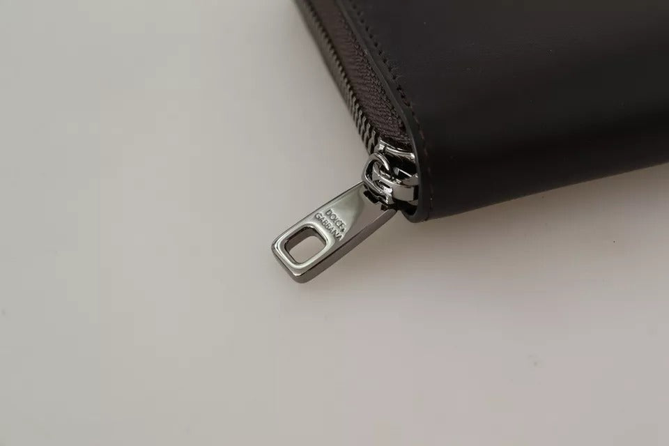 Portefeuille continental zippé en cuir exotique marron Dolce &amp; Gabbana
