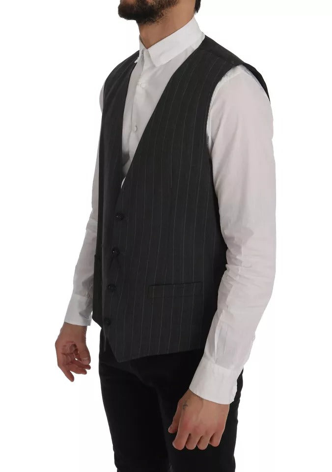 Gilet sans manches en laine stretch grise Dolce &amp; Gabbana