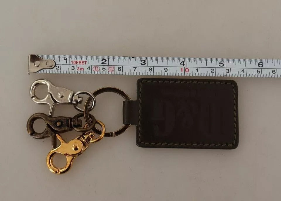 Dolce &amp; Gabbana Schlüsselanhänger mit D&amp;G-Logo aus grünem Leder und Metallring mit Haken