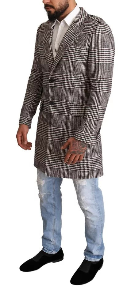 Trench-coat long à carreaux gris Dolce &amp; Gabbana