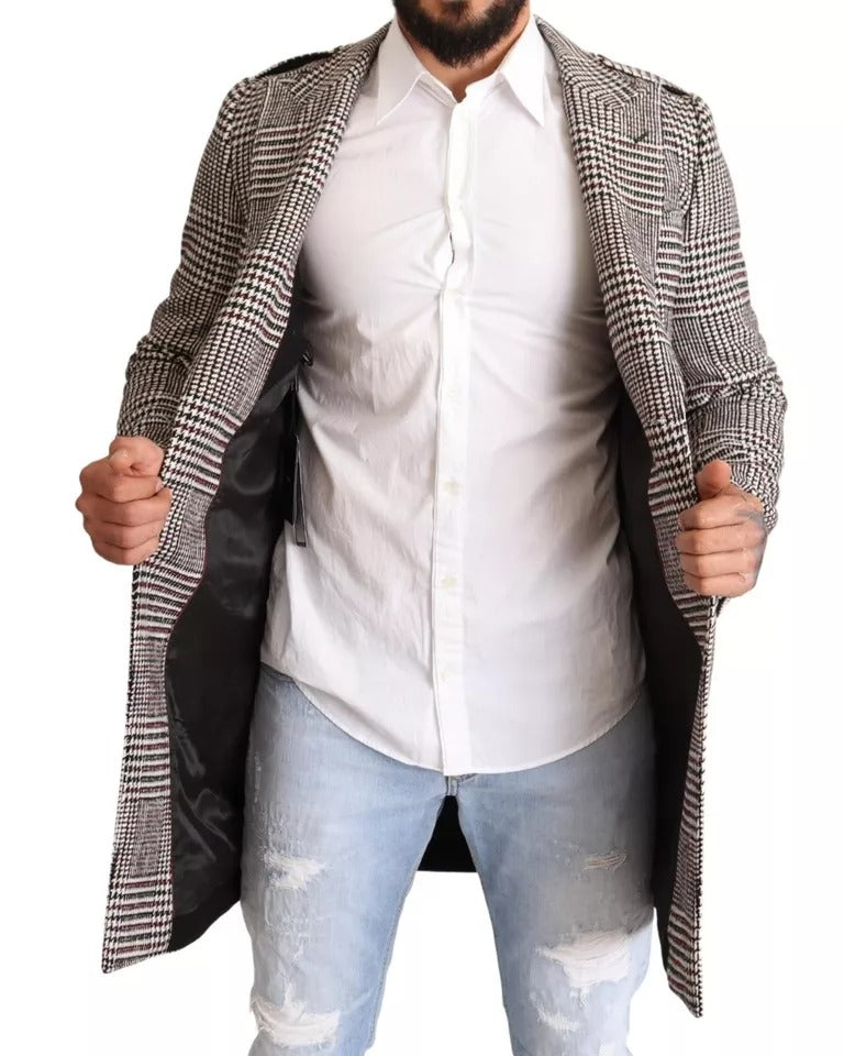 Trench-coat long à carreaux gris Dolce &amp; Gabbana