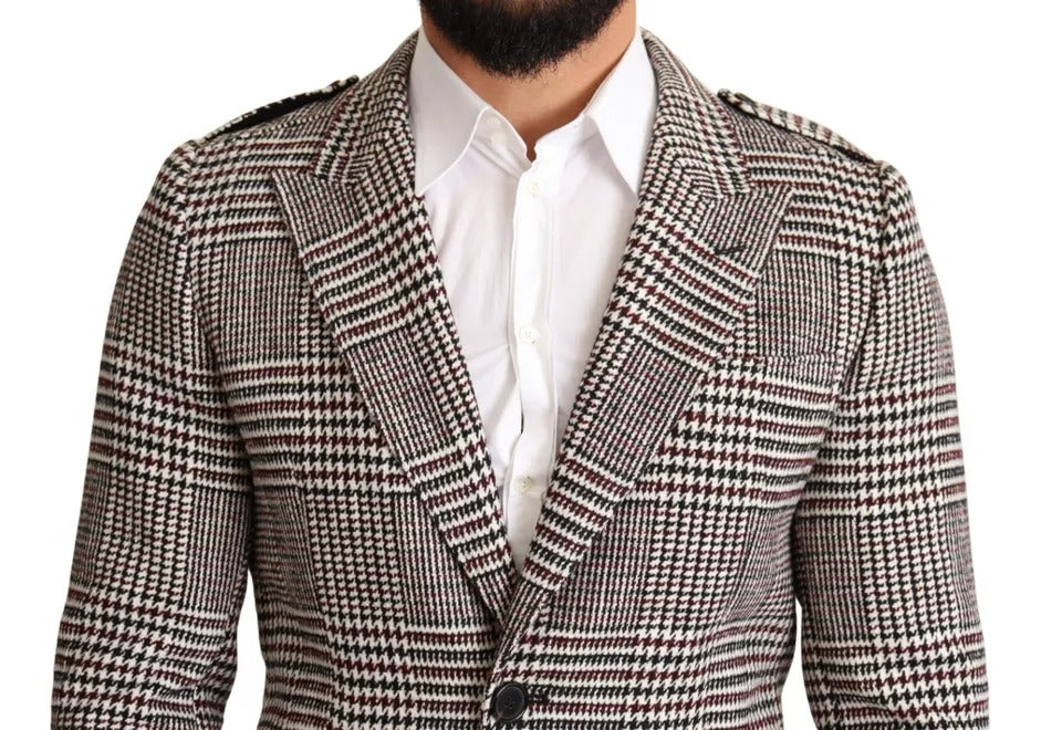 Trench-coat long à carreaux gris Dolce &amp; Gabbana