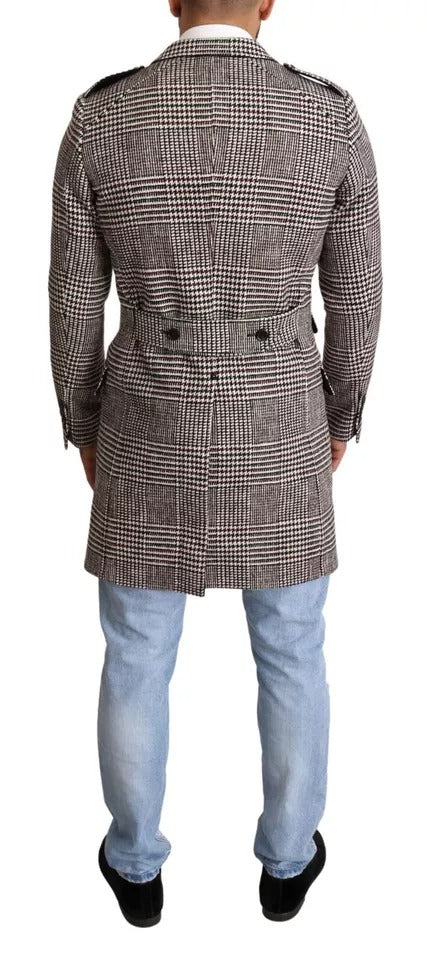 Trench-coat long à carreaux gris Dolce &amp; Gabbana