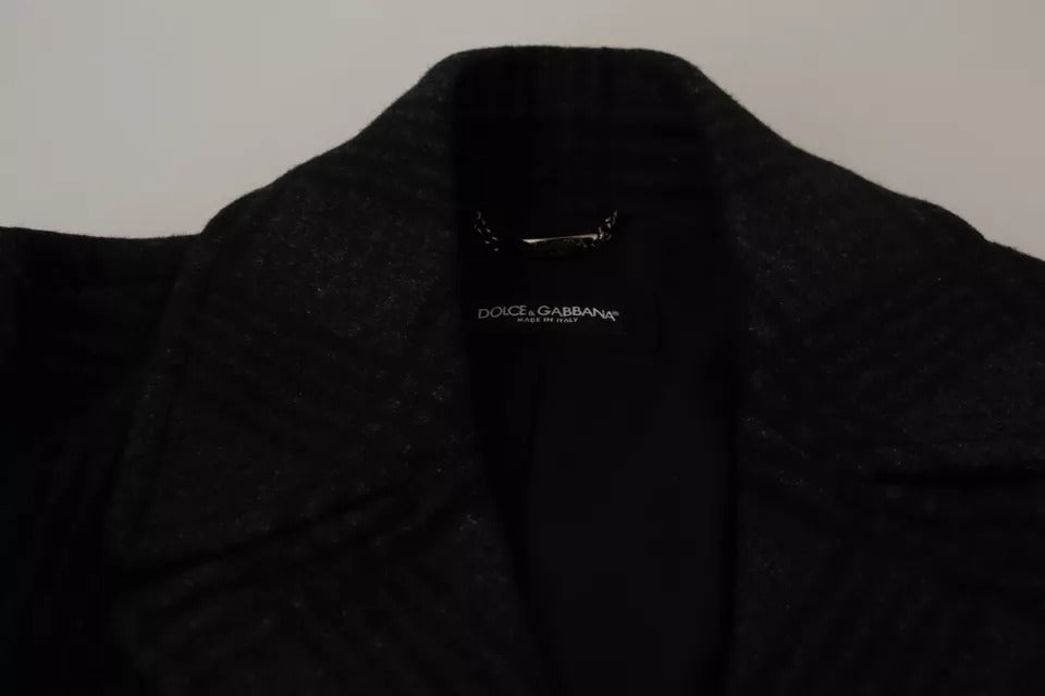 Dolce &amp; Gabbana Trench-coat noir à carreaux en laine