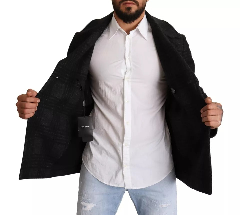 Dolce &amp; Gabbana Trench-coat noir à carreaux en laine