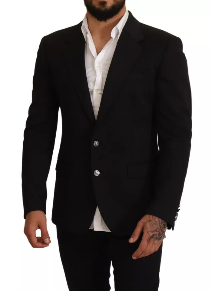 Dolce &amp; Gabbana - Veste blazer slim en coton noir