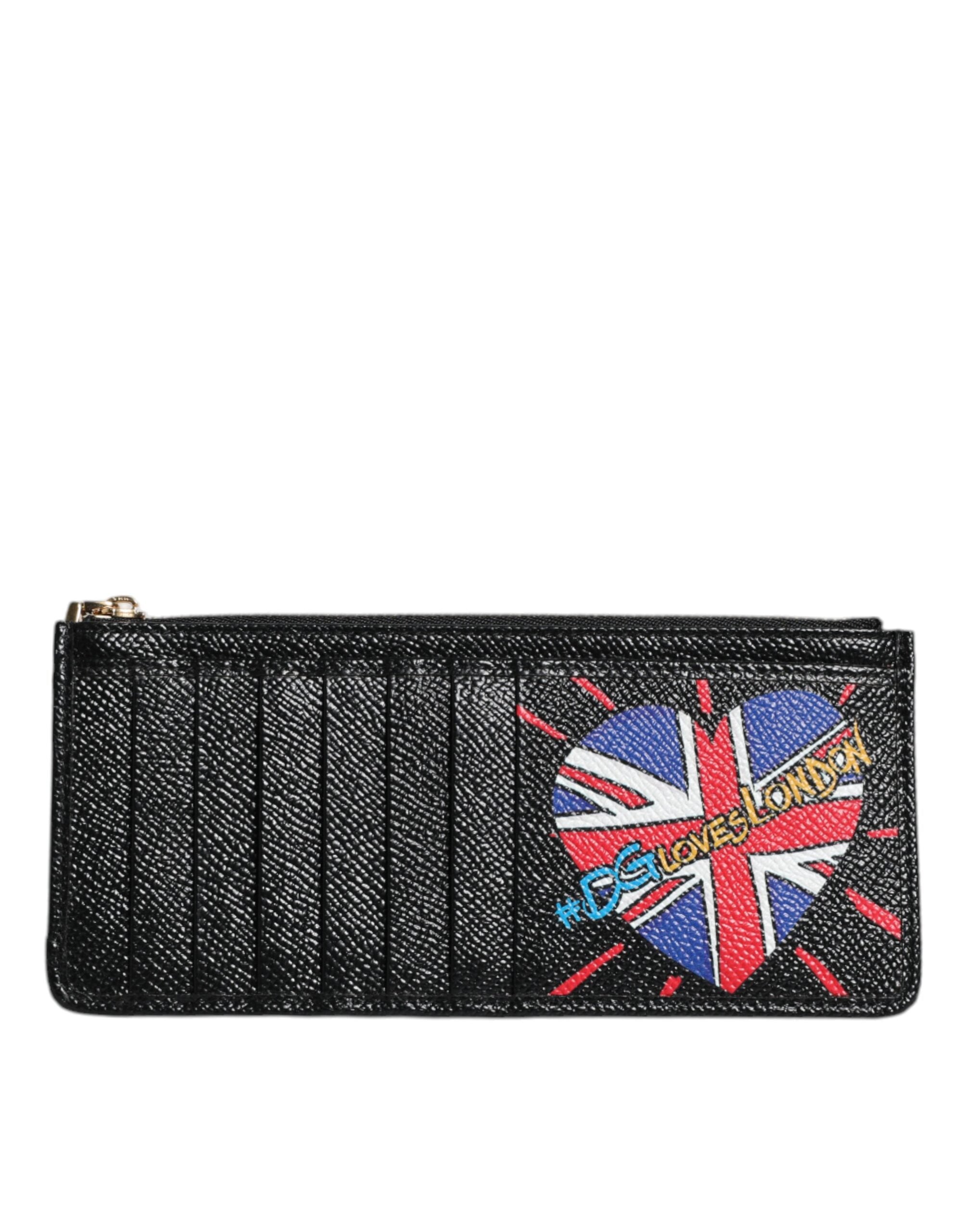Portefeuille porte-cartes en cuir noir Dolce &amp; Gabbana #DGLovesLondon