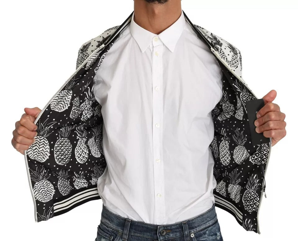 Dolce &amp; Gabbana Blouson Bomber Ananas Blanc Noir