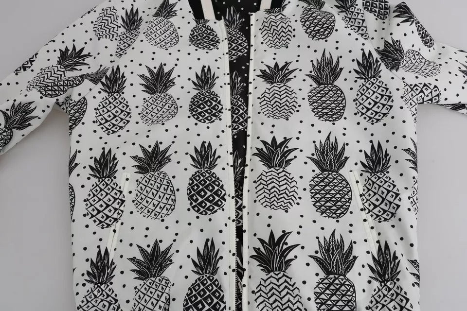 Dolce &amp; Gabbana Blouson Bomber Ananas Blanc Noir