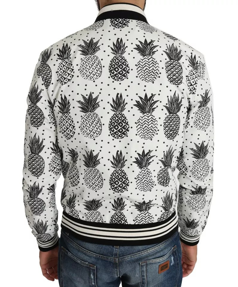 Dolce &amp; Gabbana Blouson Bomber Ananas Blanc Noir