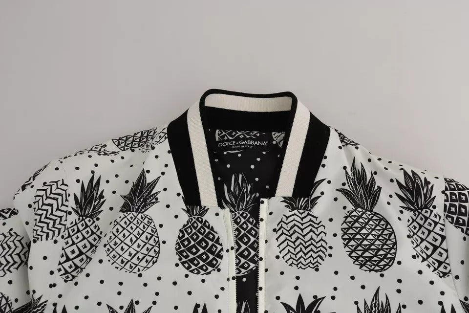 Dolce &amp; Gabbana Blouson Bomber Ananas Blanc Noir