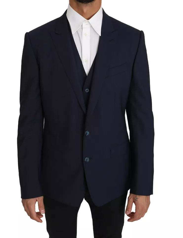 Ensemble blazer et gilet Martini en laine bleue Dolce &amp; Gabbana, 2 pièces